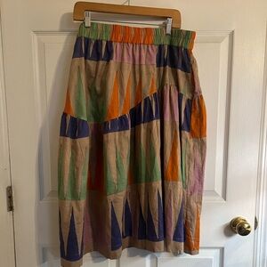Colorful A-Line Skirt with Geometric Design